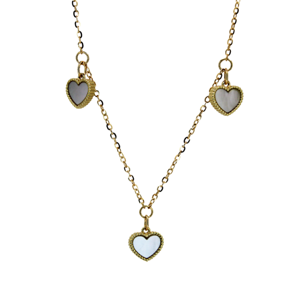 Collar Triple Corazón Madreperla